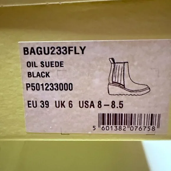 Fly London BAGU233FLY Suede Leather Women's Slip On Black Boots Size 8-8.5 - Picture 14 of 14